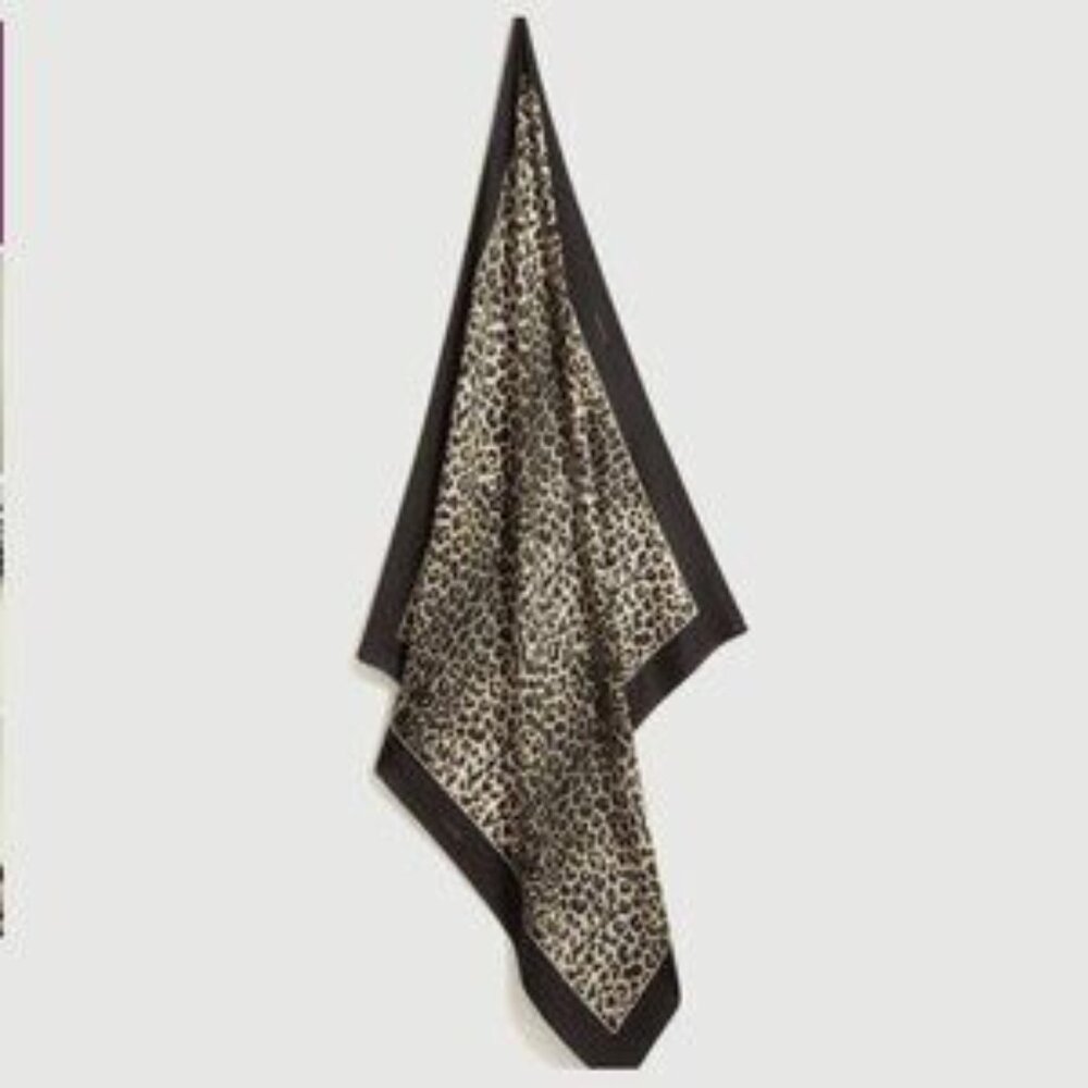 HUGE AllSaints leopard animal print BROWN silk scarf wrap shawl NWT $150